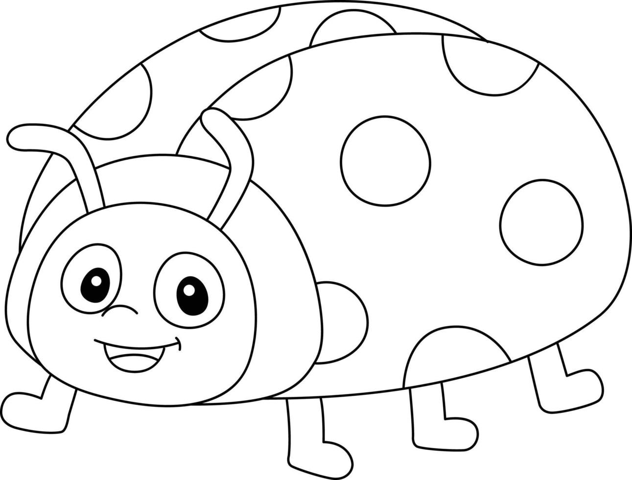 Coloriage coccinelle isolé pour les enfants vecteur