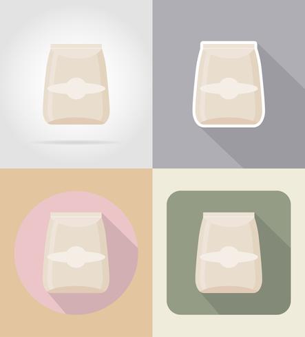 emballage pour produits alimentaires et objets plats icônes vector illustration