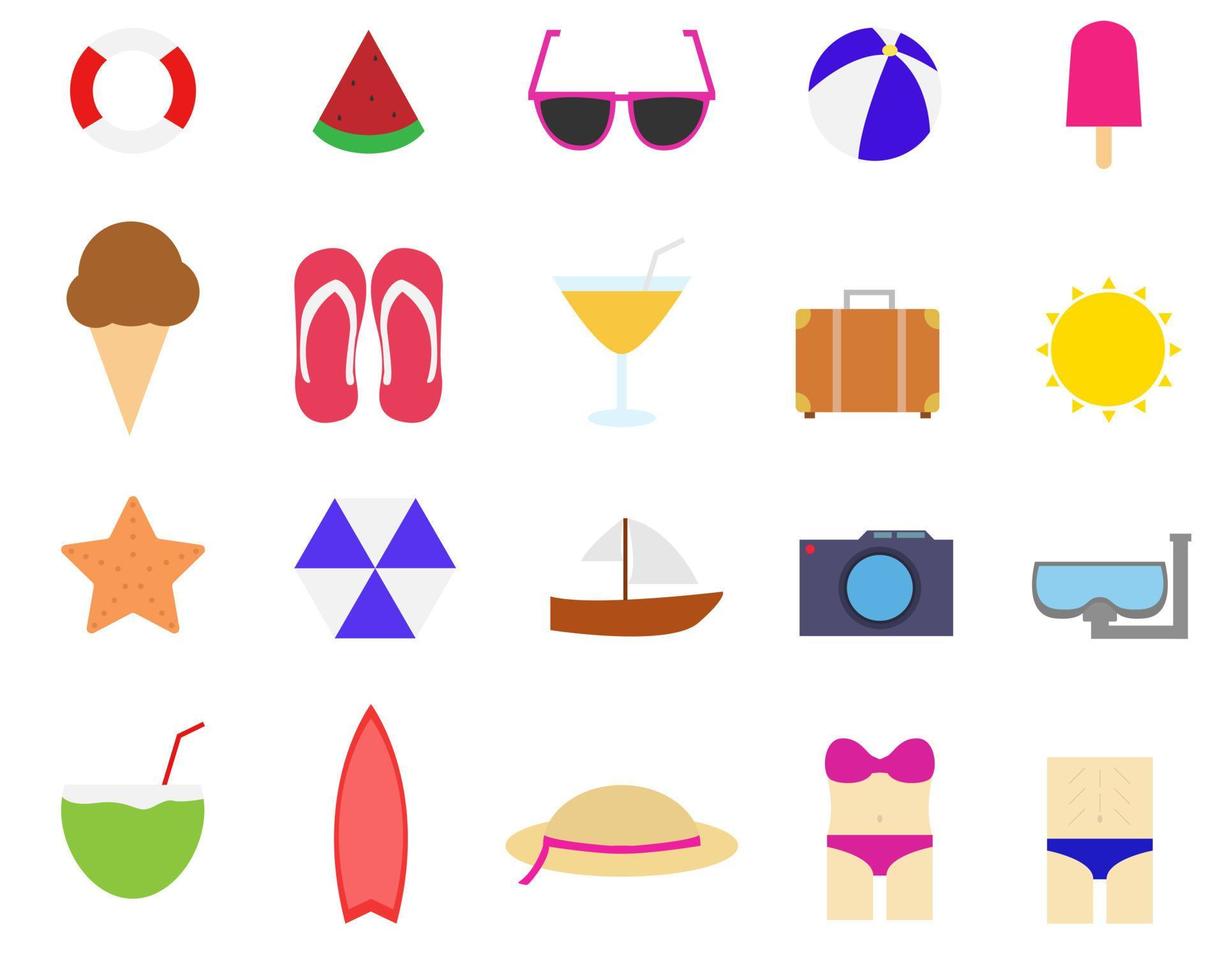 illustration vectorielle conception de l'icône de l'été. 20 jeu d'icônes. vecteur