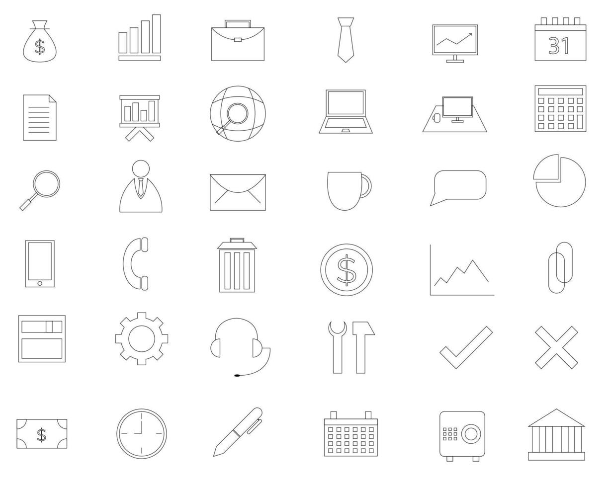 illustration vectorielle conception du modèle de contour d'icône d'entreprise. jeu d'icônes vecteur