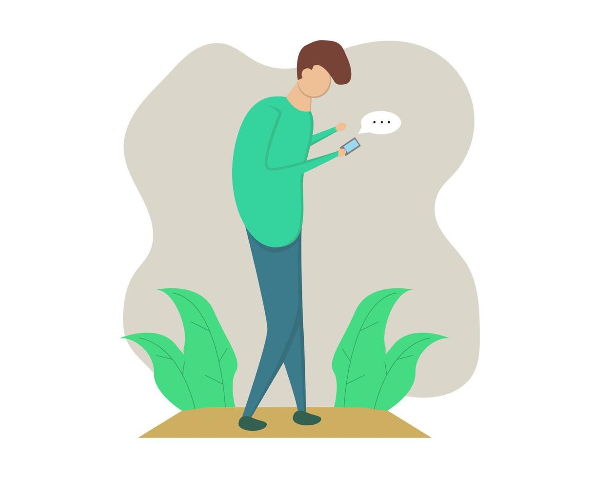 illustration vectorielle conception d'un homme utilisant un smartphone vecteur