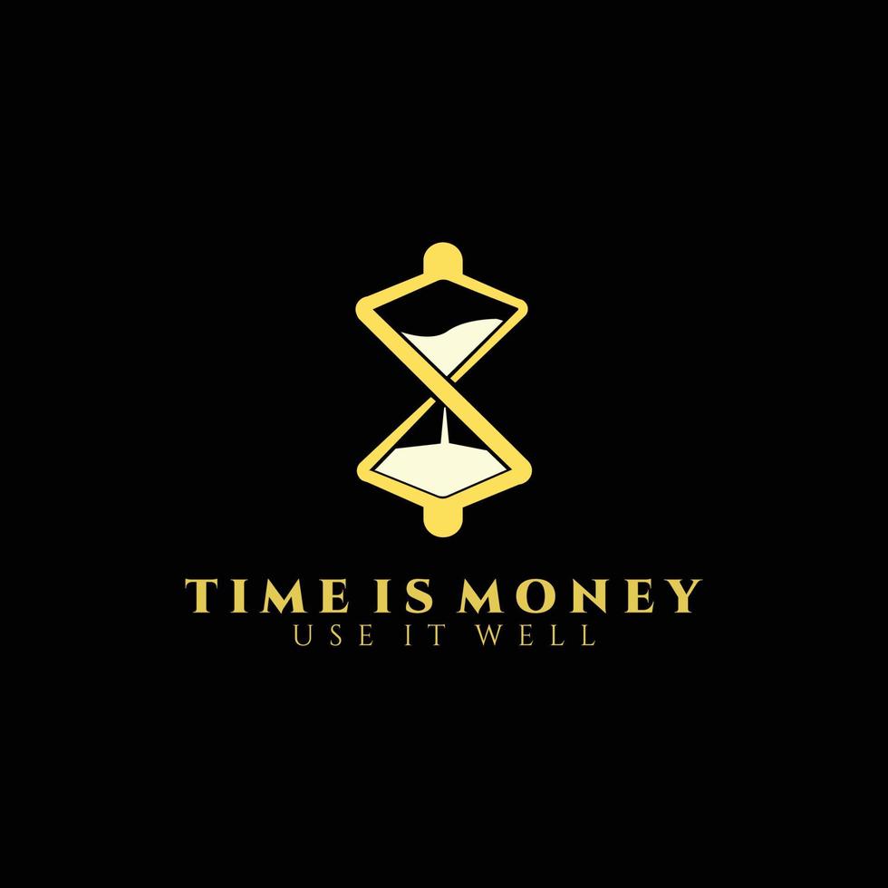 conception d'illustration vectorielle de logo de verre d'heure, vecteur de modèle de logo de temps est de l'argent