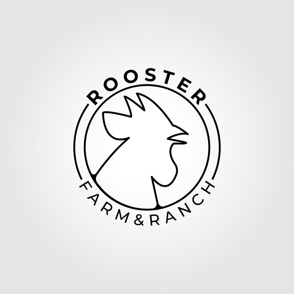 logo de bétail d'art en ligne, vecteur de coq, illustration graphique de conception vintage