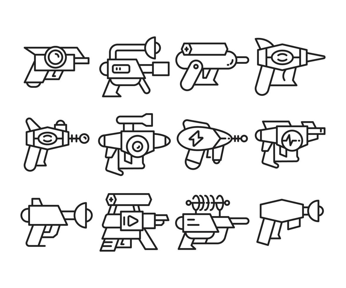 icônes de pistolet futuriste vecteur
