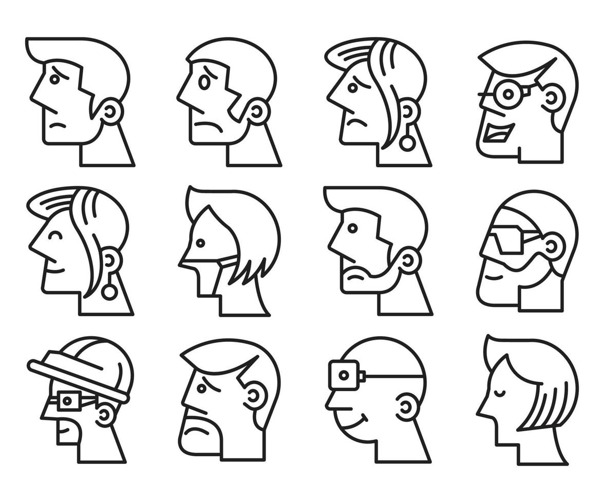 avatars de tête masculins et féminins vecteur