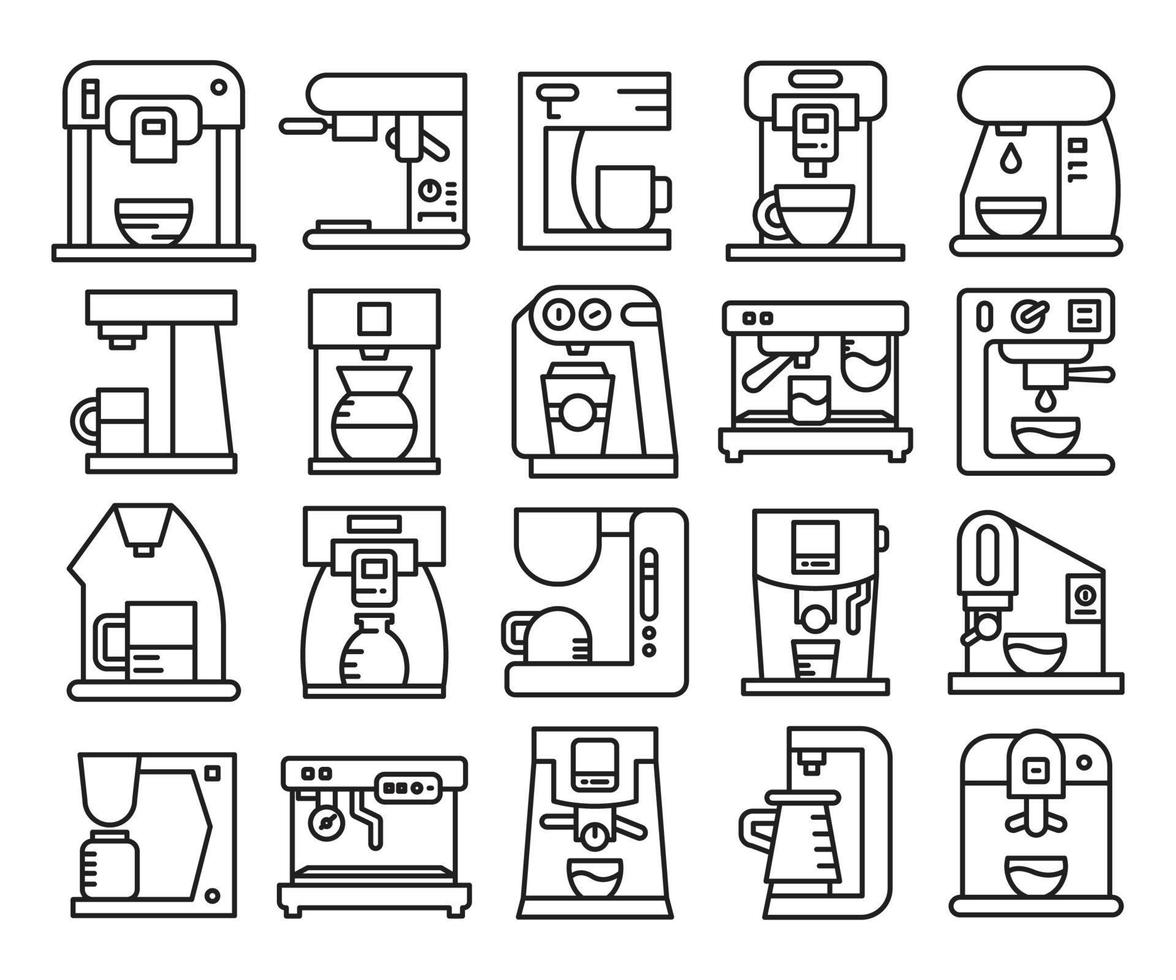 icônes de ligne d'appareils de cafetière vecteur