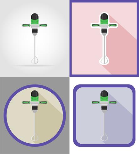 outils de perceuse électrique pour la construction et la réparation des icônes plats vector illustration