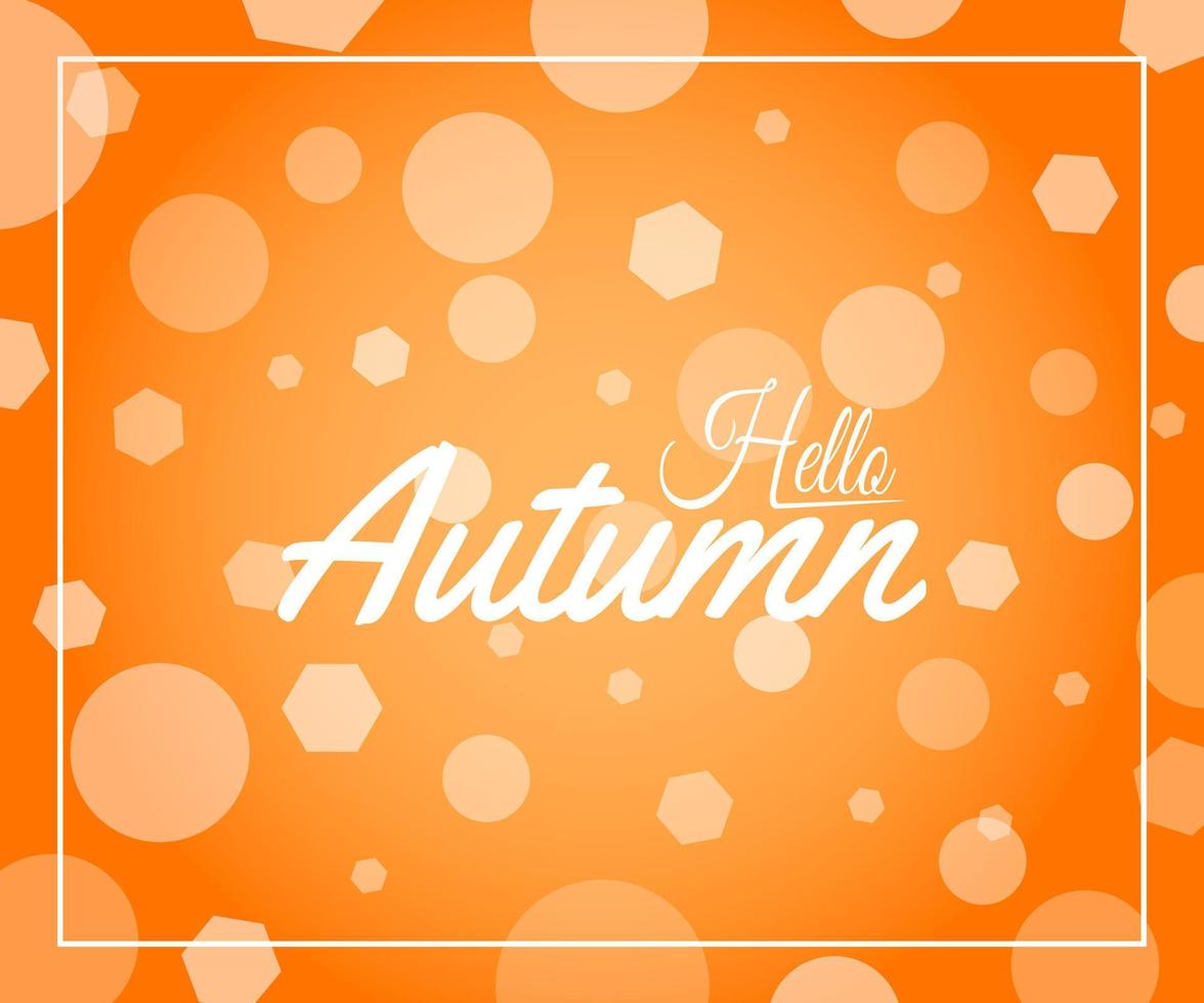 bonjour automne illustration carte de voeux modèle saison vecteur affiche orange paillettes bokeh fond