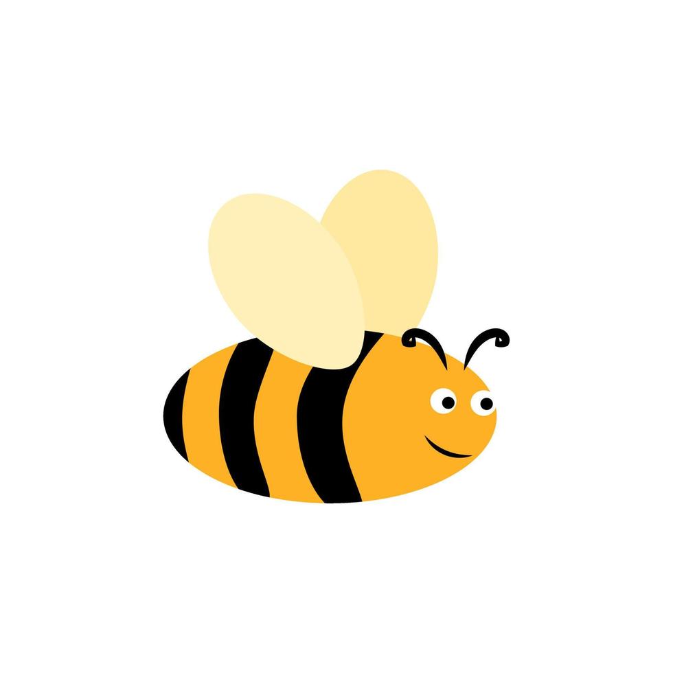 joyeux drôle icône isolé abeille insecte illustration plat coloré jaune et noir doodle simple personnage de guêpe vecteur