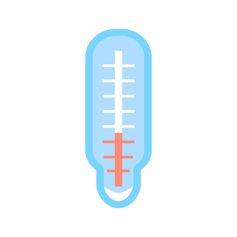thermomètre médical isolé sur blanc plat bleu icône météorologie équipement échelle de température grippe maladie vecteur