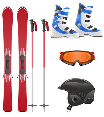 illustration vectorielle de jeu d&#39;icônes de matériel de ski vecteur