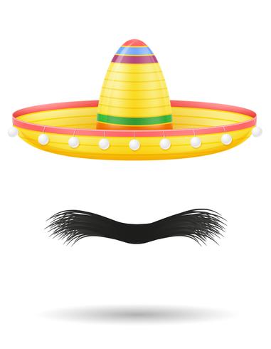 sombrero national mexicain coiffe et moustache vector illustration