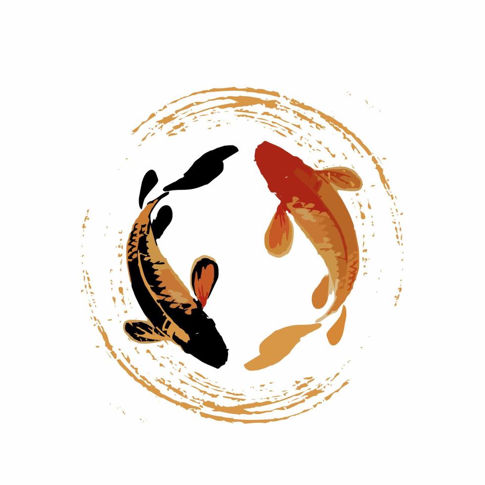 couple de poissons koi illustration style art moderne vecteur