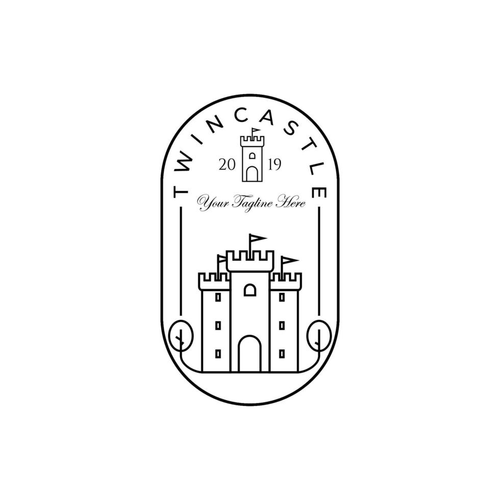 conception d'illustration vectorielle de logo de château, logo créatif pour la marque, château jumeau vecteur