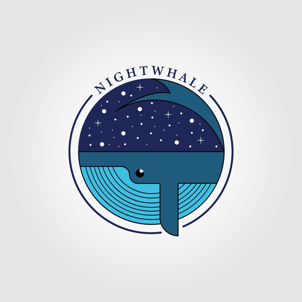 logo de dessin animé de baleine de nuit graphique de conception d'illustration vectorielle vecteur