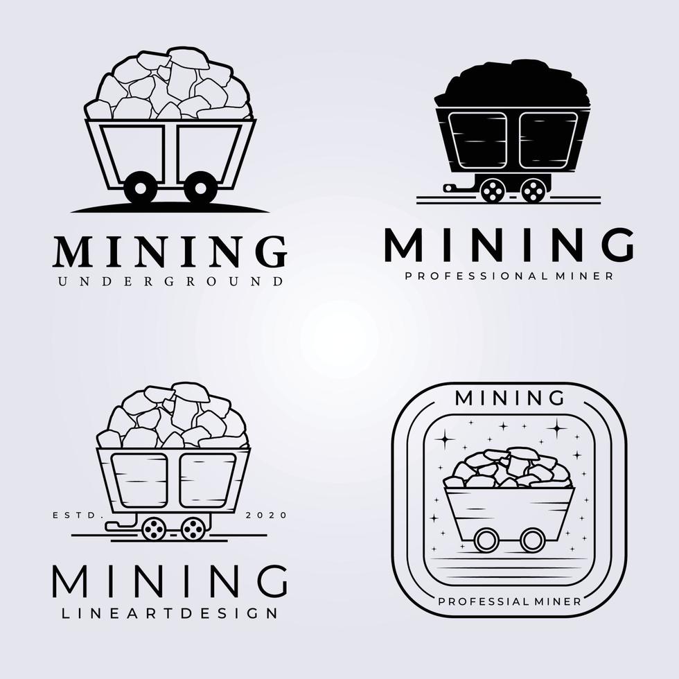 conception d'illustration vectorielle de logo de matériel de collection minière vecteur