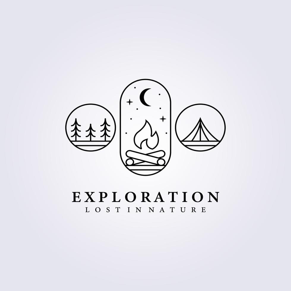 camping feu de camp cuisinier aventure logo vecteur illustration icône symbole étiquette signe abstrait impression Contexte signe vêtements conception dessin au trait simple minimaliste