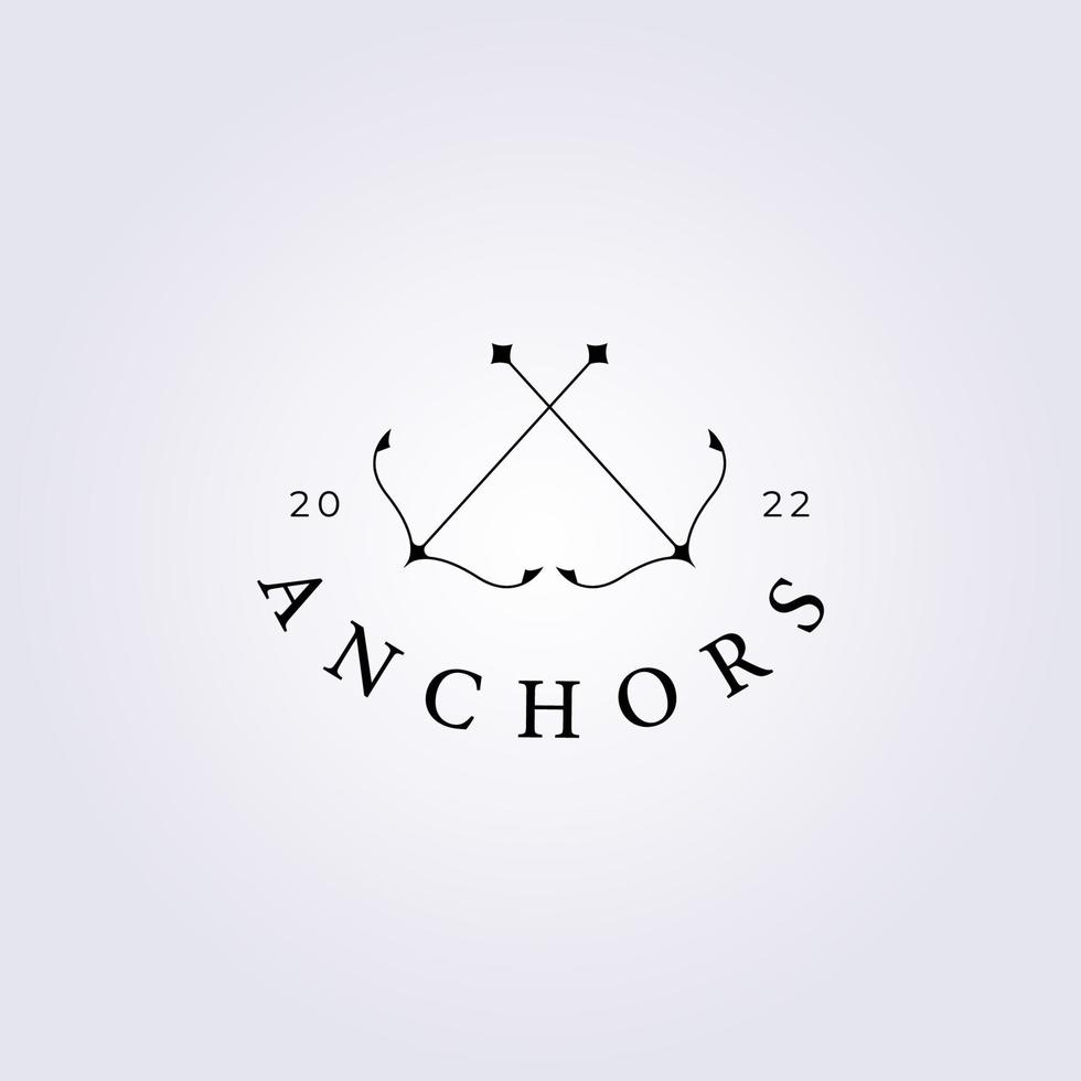 conception d'illustration vectorielle de logo marin de ligne d'ancrage croisée, double ancre, icône de symbole de pirate vecteur
