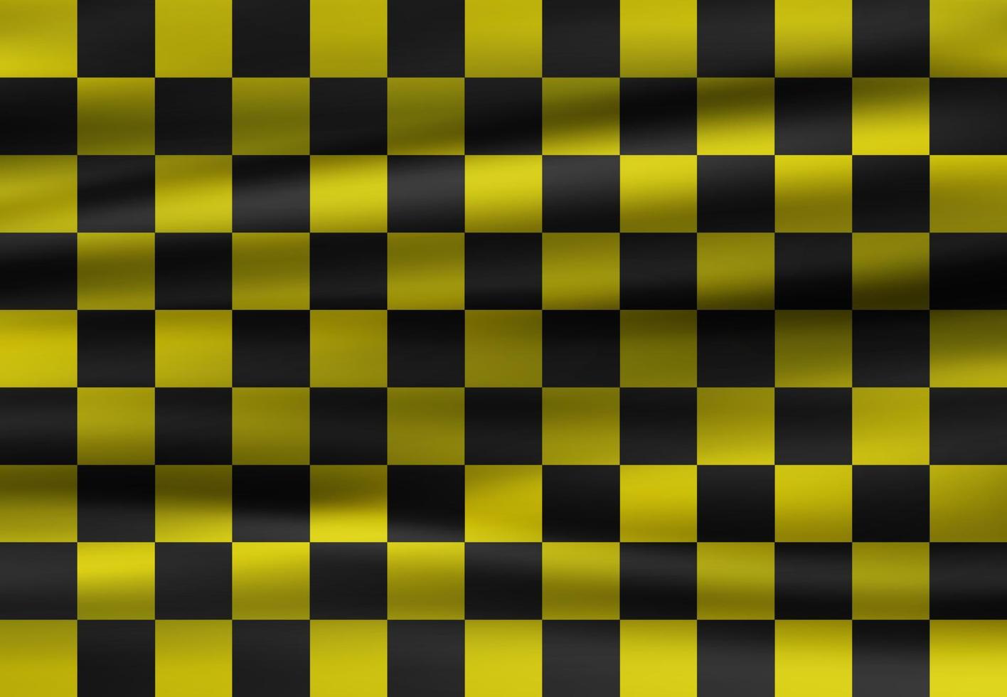 drapeau à damier noir et jaune ondulé. vecteur