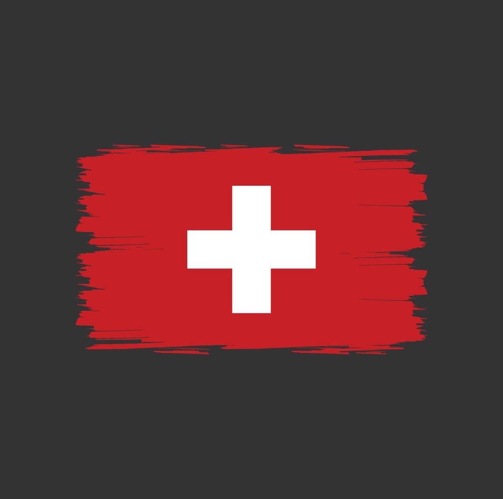 drapeau de la suisse avec style pinceau vecteur