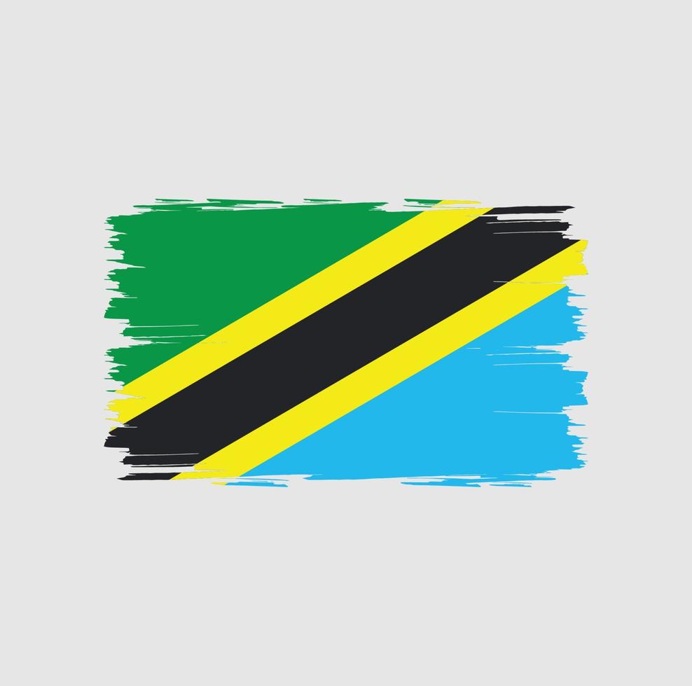 drapeau de la tanzanie avec style pinceau aquarelle vecteur