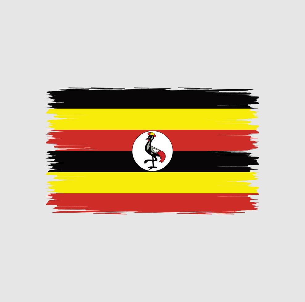drapeau de l'ouganda avec vecteur de style pinceau