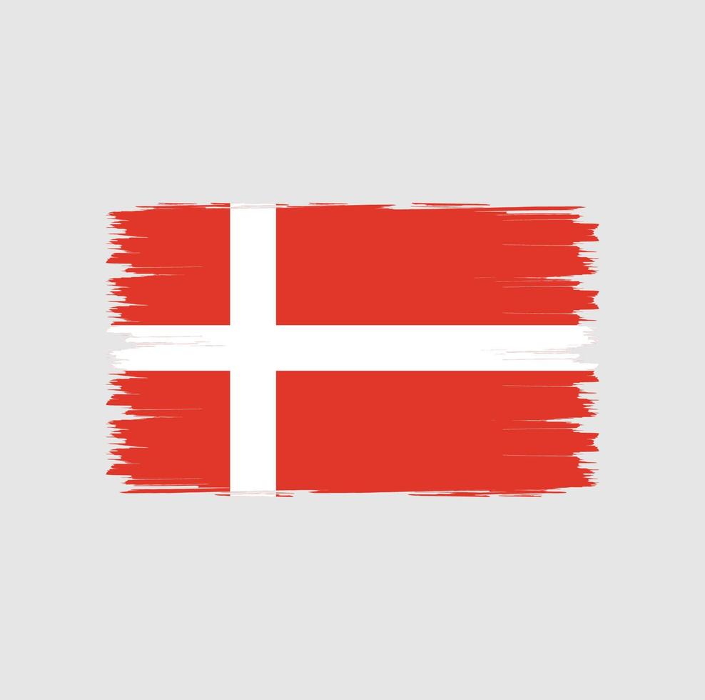drapeau du danemark avec vecteur de style pinceau aquarelle