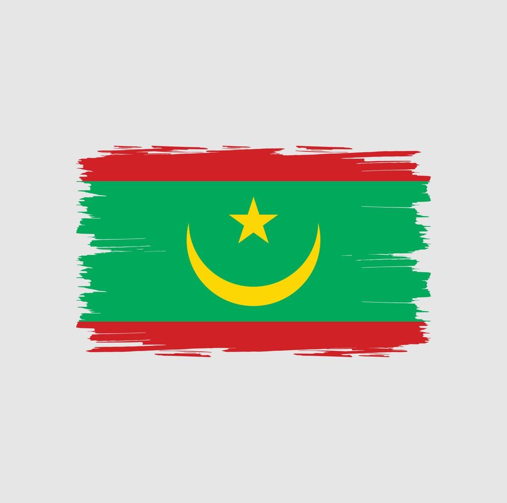 drapeau de la mauritanie avec style pinceau aquarelle vecteur