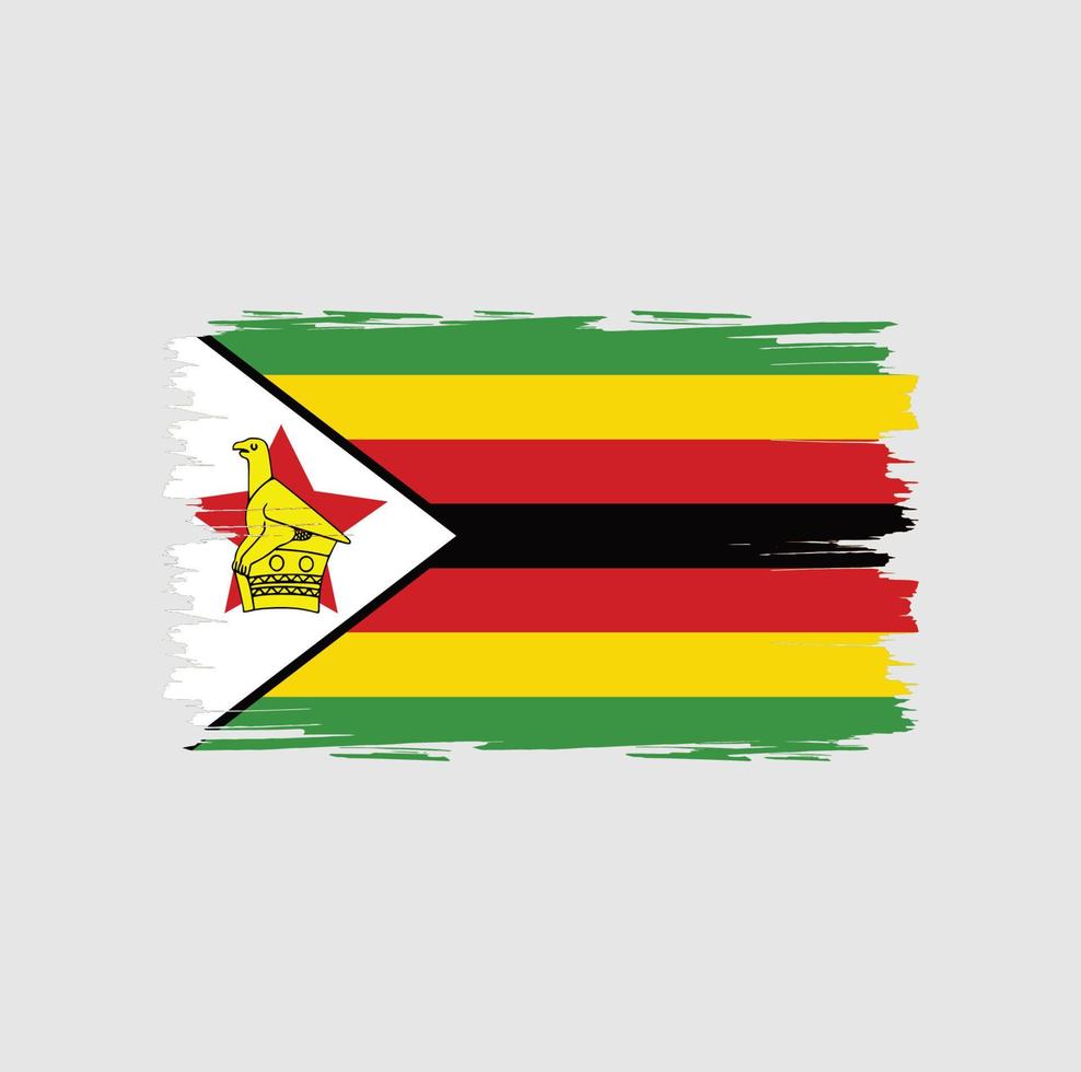 drapeau du zimbabwe avec style pinceau aquarelle vecteur