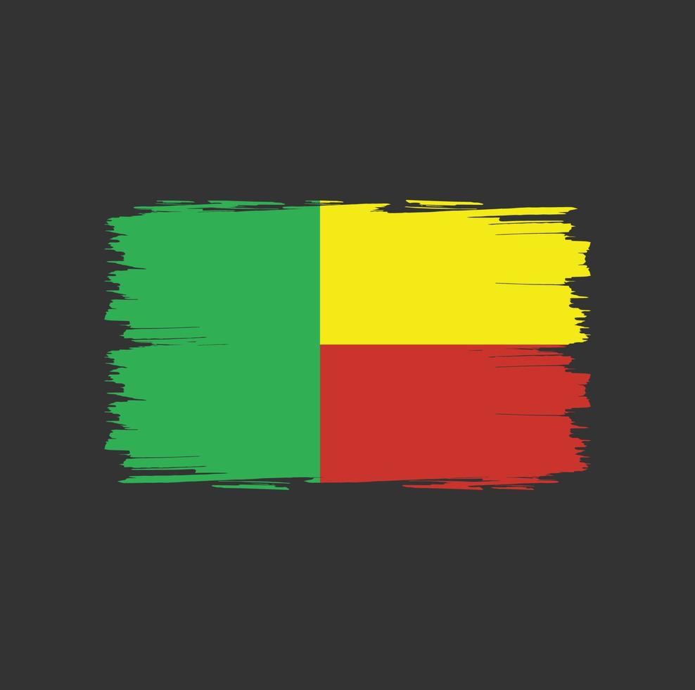 drapeau du bénin avec style pinceau aquarelle vecteur