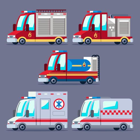 Ensemble de clipart de transport de pompiers vecteur