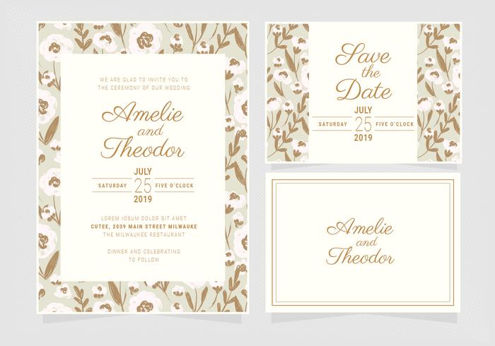 Modèle d&#39;invitation de mariage floral Vector