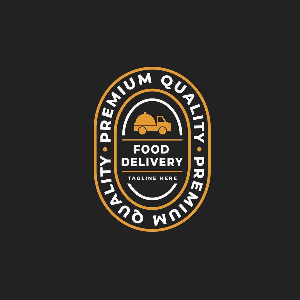 modèle d'emblème de logo de restauration de livraison de nourriture rétro vintage, étiquette de logo de livraison simple pour restaurant, café, boutique, magasin, etc. vecteur