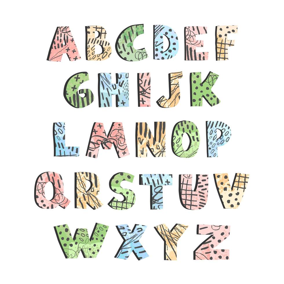 alphabet coloré positif pour les enfants isolés sur blanc vecteur