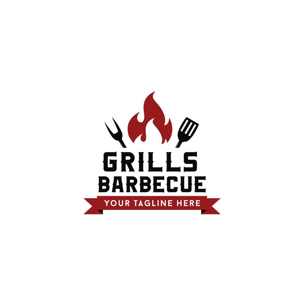 grilles barbecue modèle vectoriel de conception de logo