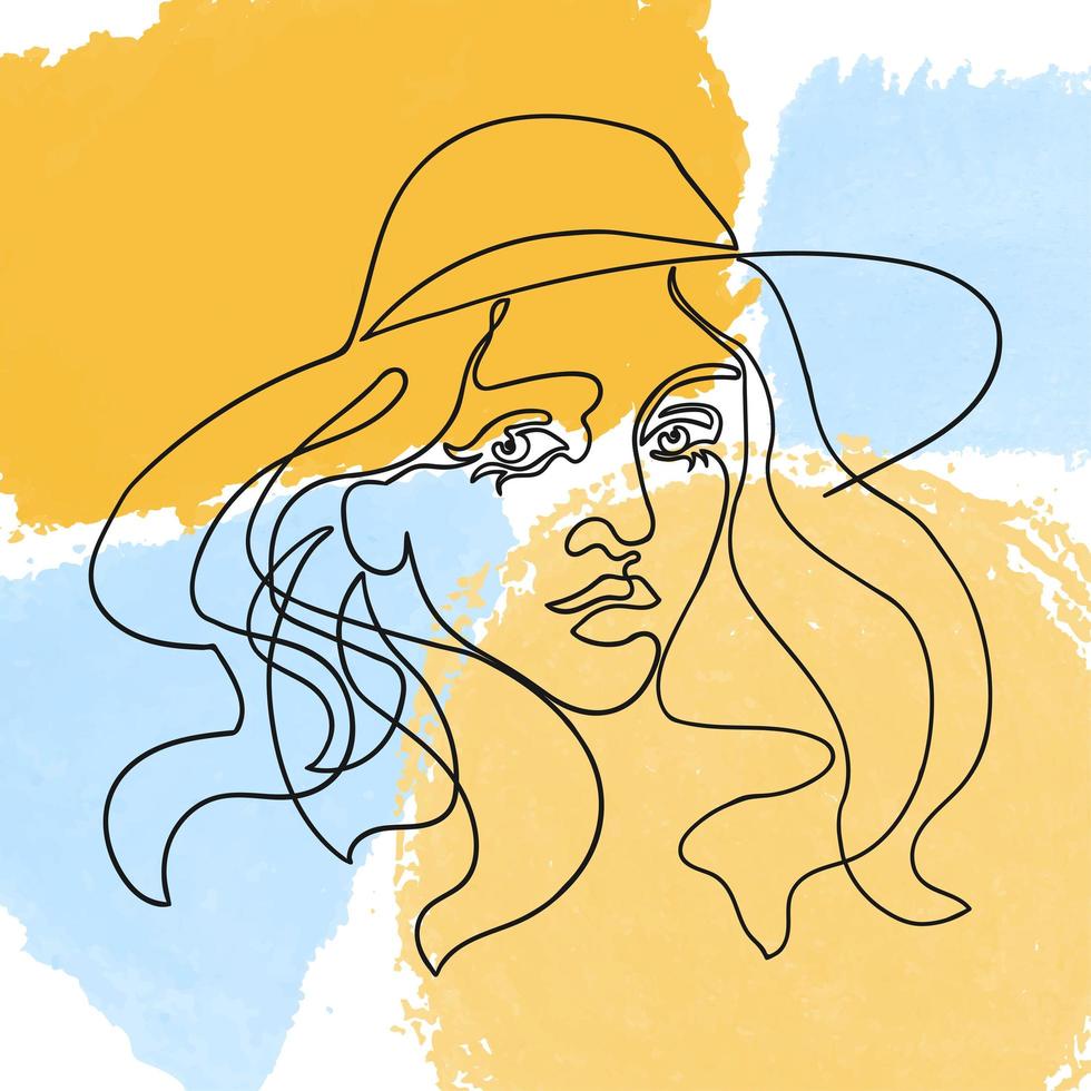 aperçu, illustration, de, femme, dans, chapeau vecteur