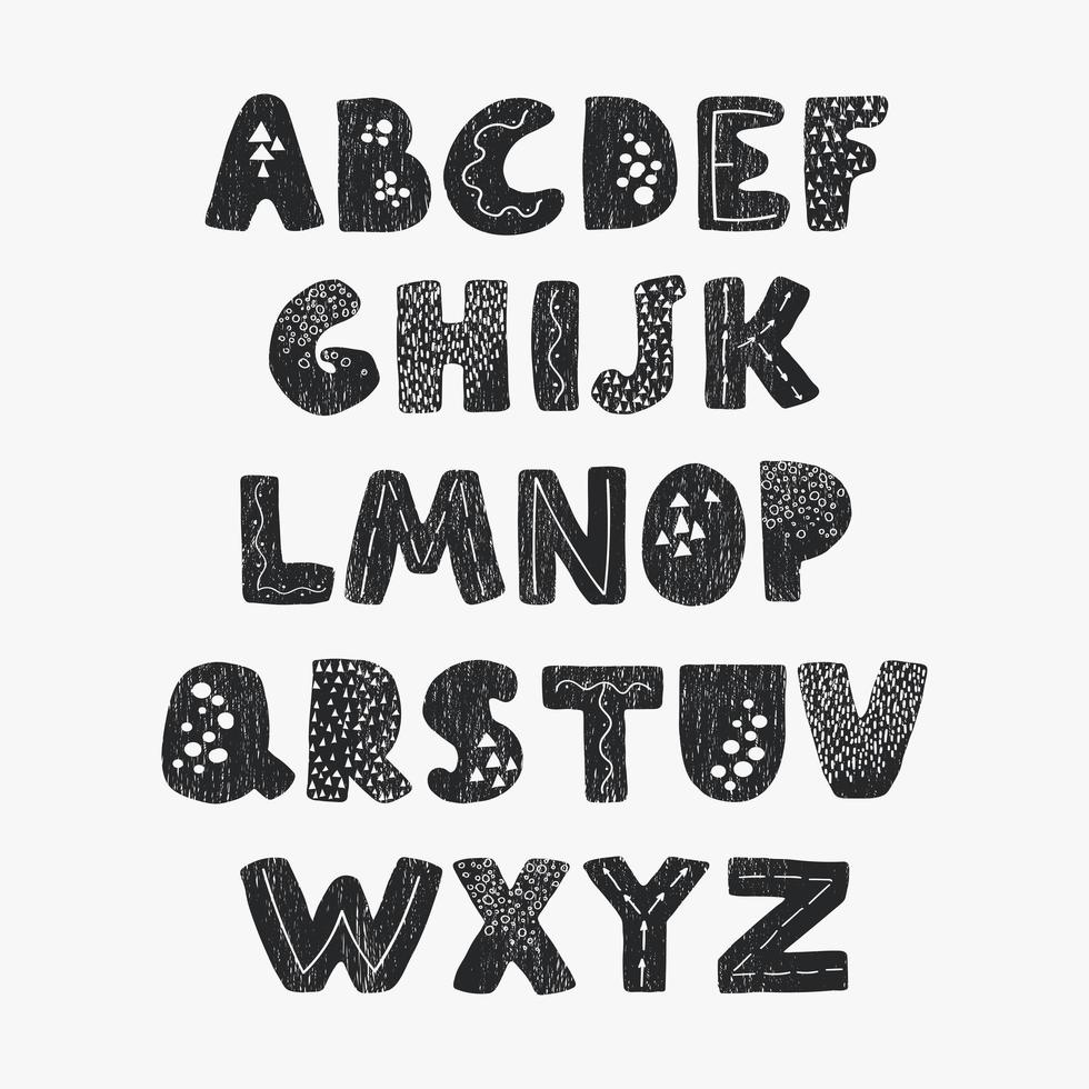 alphabet noir et blanc positif pour les enfants vecteur