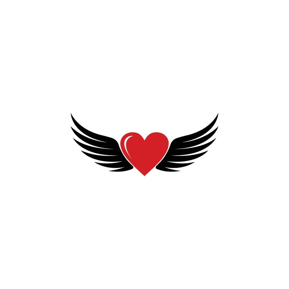 création de logo coeur et ailes symbole d'icône romantique vecteur