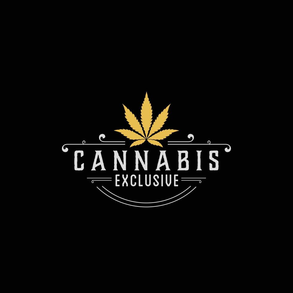 création de logo doré exclusif et de luxe au cannabis vecteur