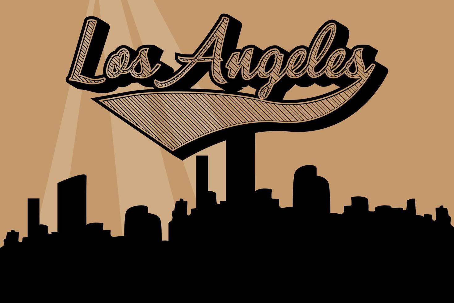 typographie de los angeles, ville d'illustration avec silhouette de bâtiment vecteur