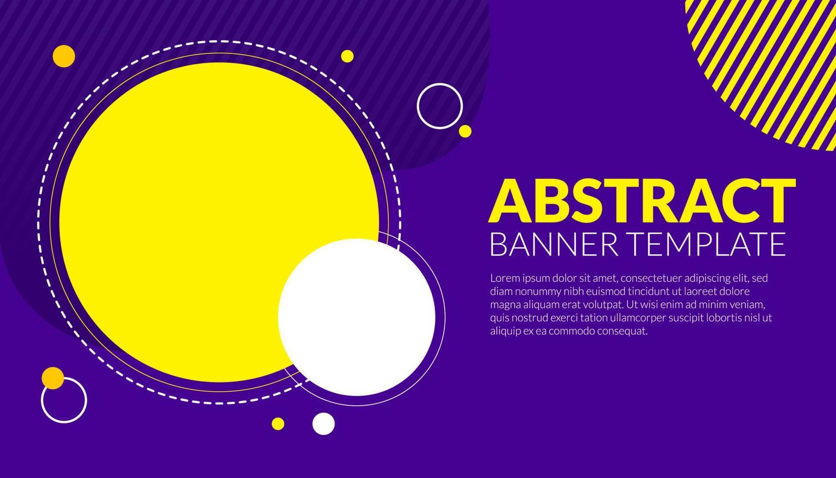 bannière abstraite fond illustration vectorielle avec cercle violet bleu et jaune combinaison de couleurs et espace de copie pour la publicité ou la toile de fond vecteur