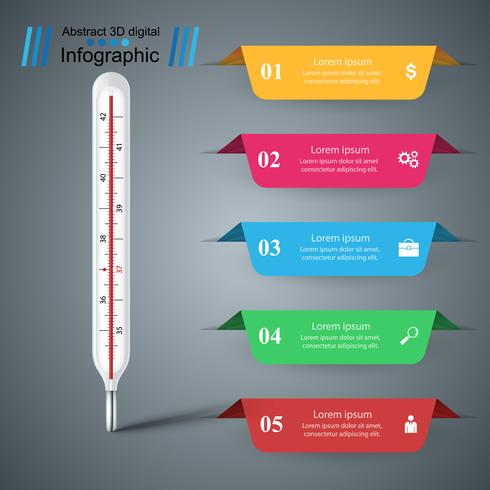 Infographie d&#39;affaires de thermomètre. Icône de la santé. vecteur