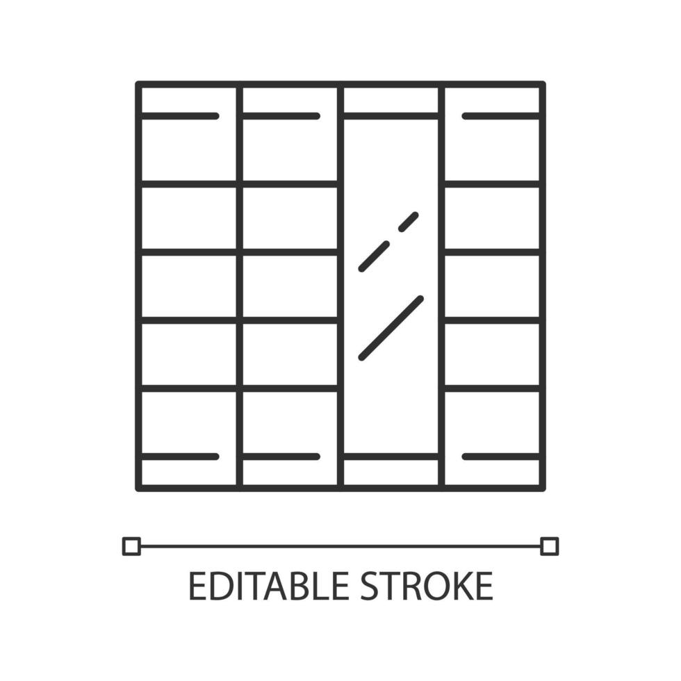 icône linéaire des panneaux shoji. porte japonaise traditionnelle, fenêtre, séparateur de pièce. meubles orientaux. conception intérieure. illustration de la ligne mince. symbole de contour. dessin de contour isolé de vecteur. trait modifiable vecteur