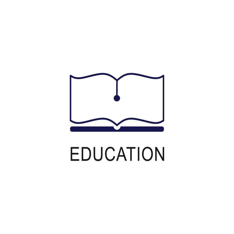 modèle de conception de logo d'éducation simple. emblème d'icône de livre pour les cours, les classes et les écoles illustration vectorielle. éducation en ligne, entreprise commerciale, bibliothèque, librairie, université et concept d'apprentissage. vecteur