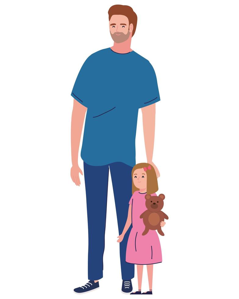 père avec fille vecteur