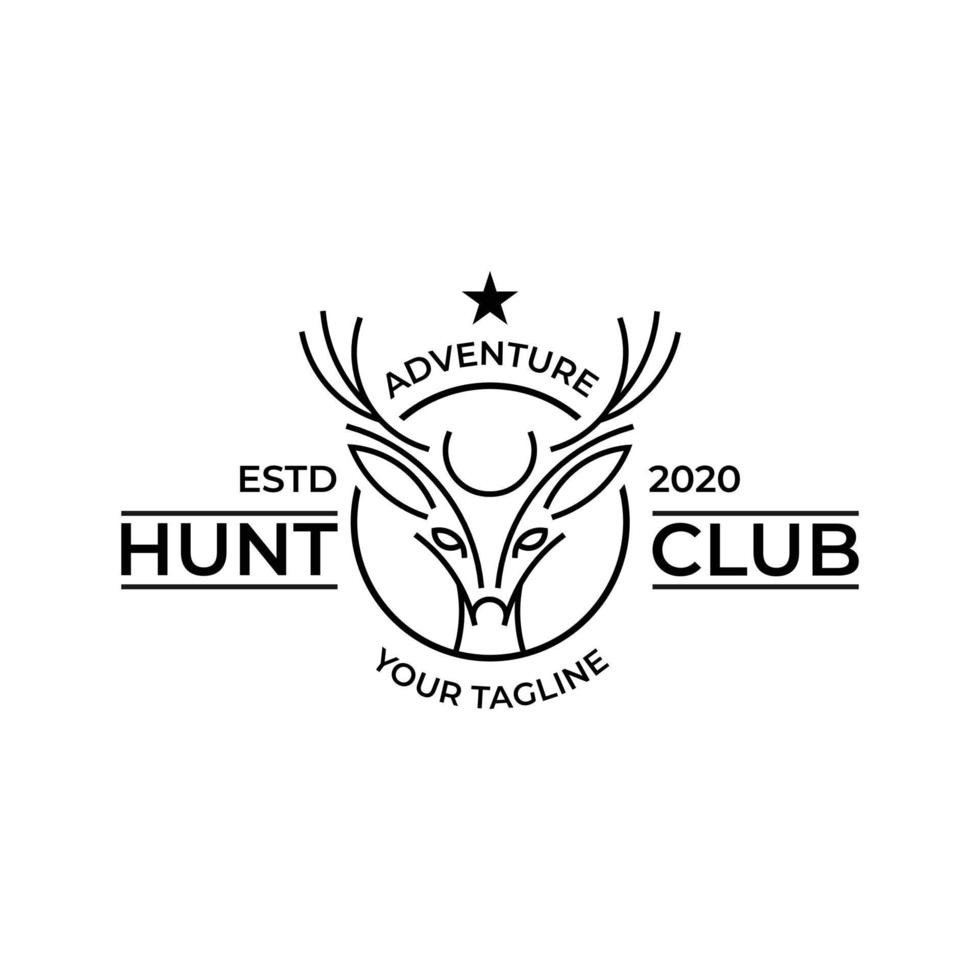 logo emblème du club de chasse au cerf vecteur