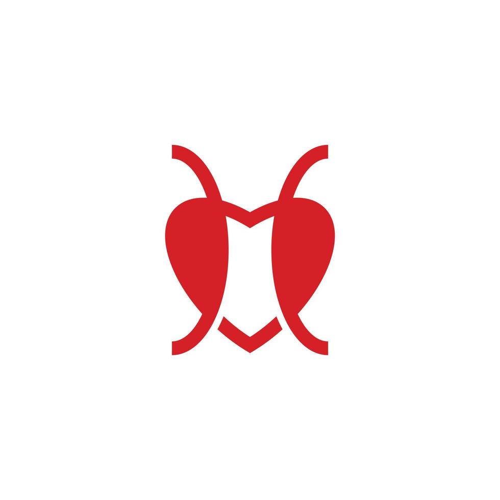 création de logo rouge amour ou coeur fourmi vecteur