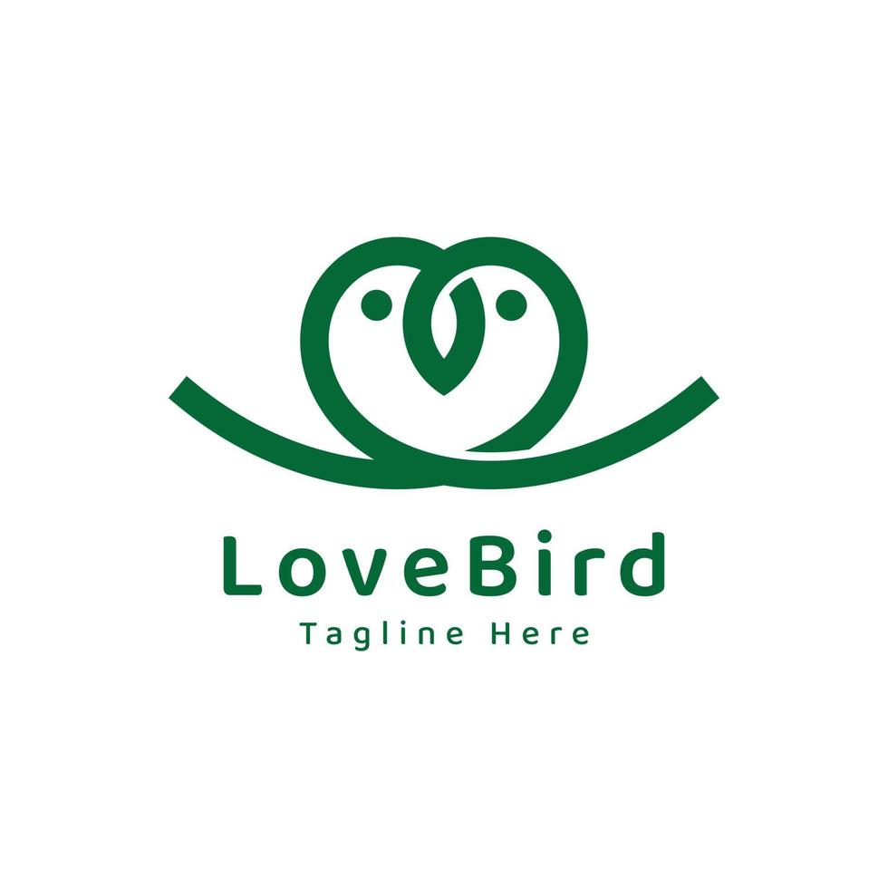 modèle de logo ligne amour oiseau vecteur