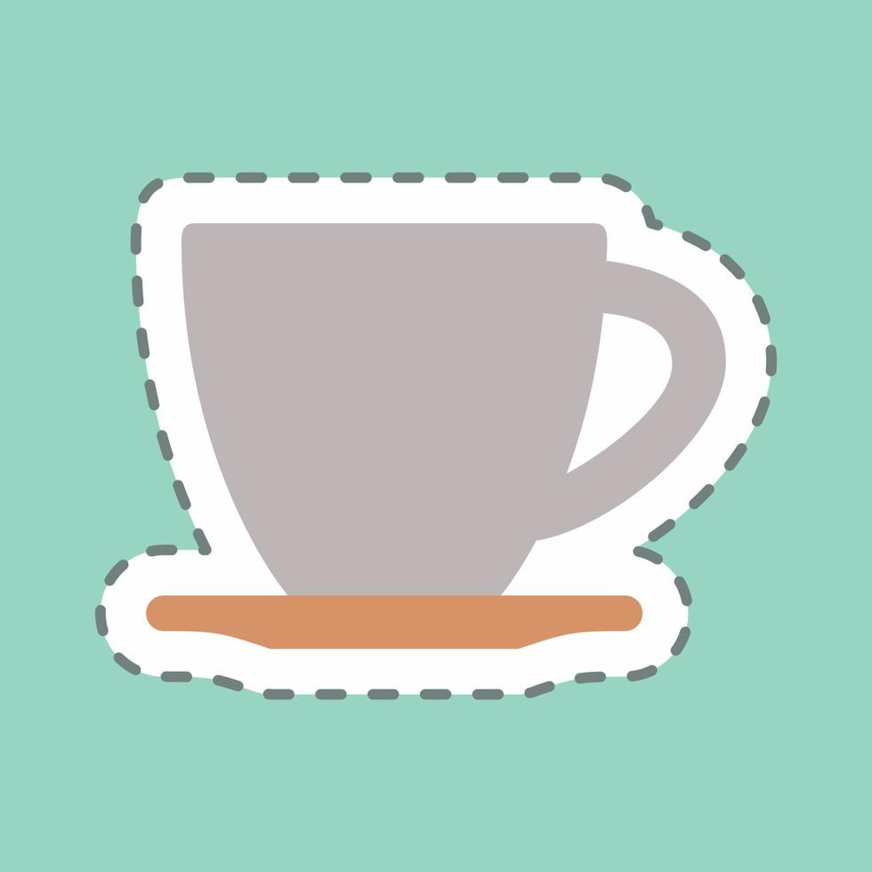 tasse d'autocollant - coupe de ligne - illustration simple, trait modifiable vecteur