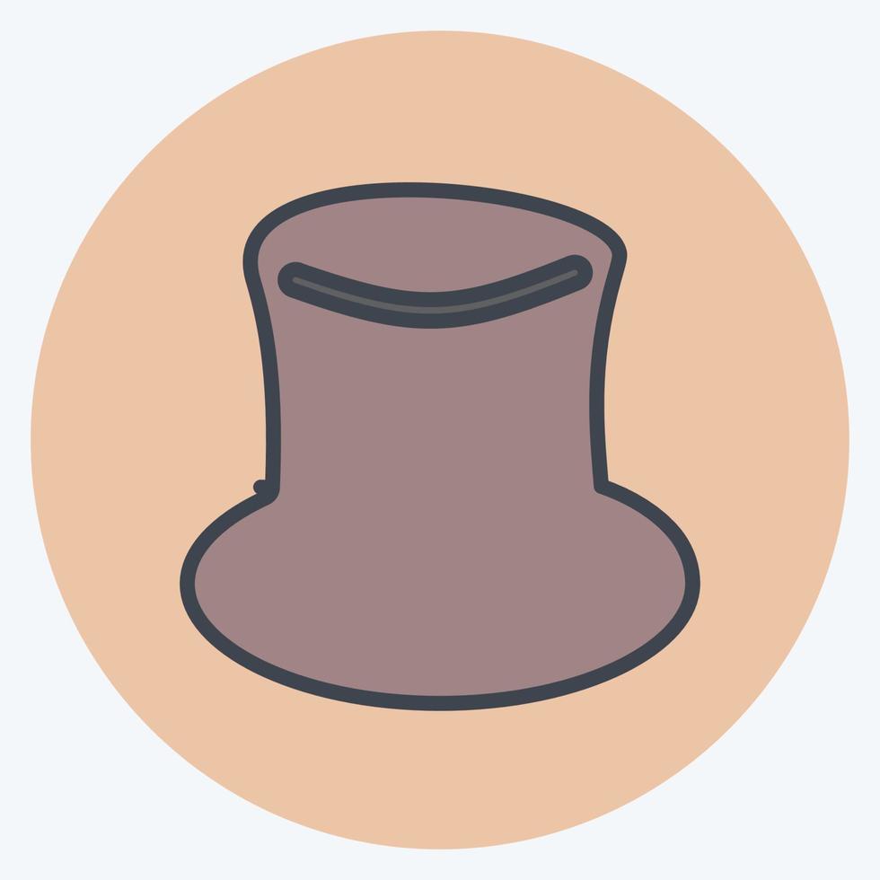 icône de chapeau dans un style de compagnon de couleur à la mode isolé sur fond bleu doux vecteur